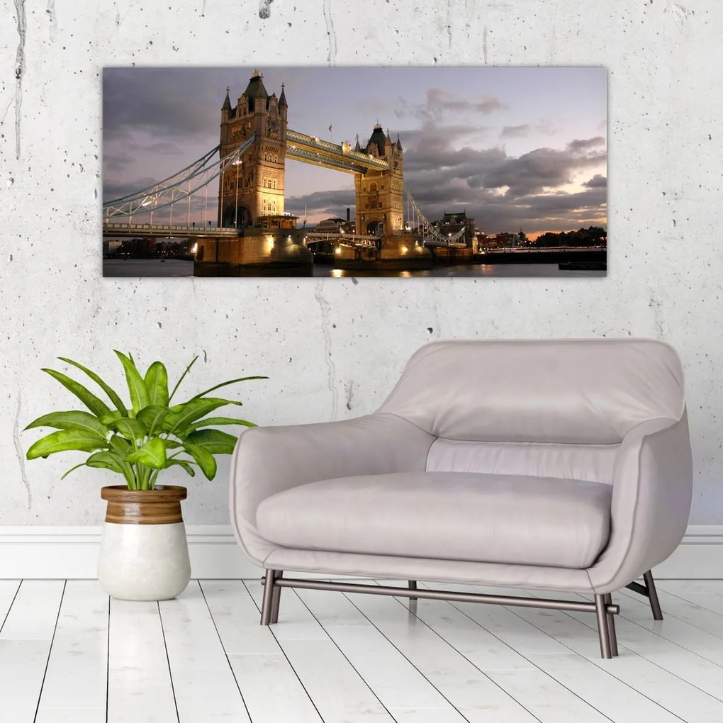 Tablou - Tower Bridge la noapte (120x50 cm)