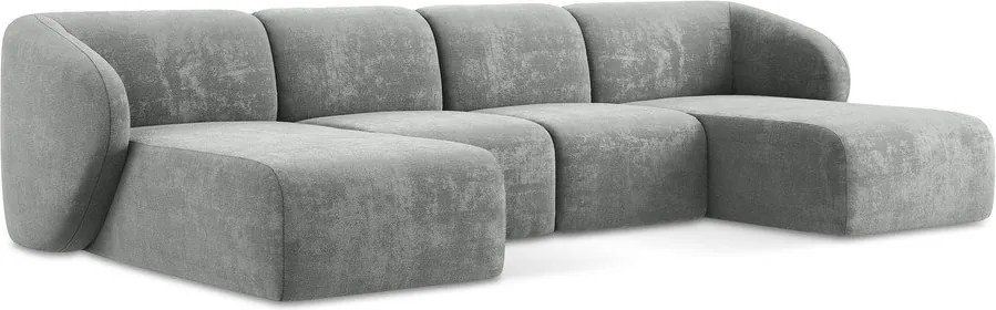 Colțar gri cu tapițerie din chenille (în formă de "U") Lani – Makamii