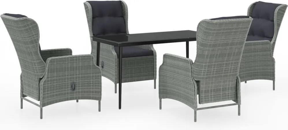 vidaXL Set de mobilier pentru grădină, 5 piese, gri deschis