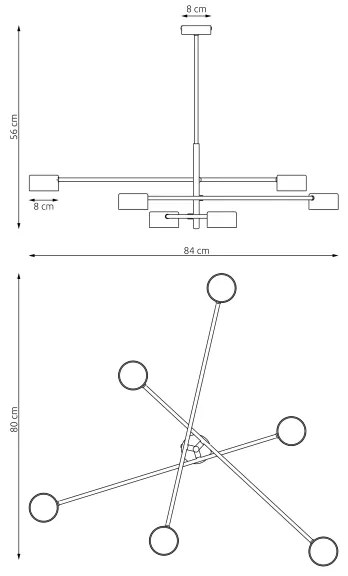 Lustră pe cablu NATSU 6xGX53/12W/230V negru