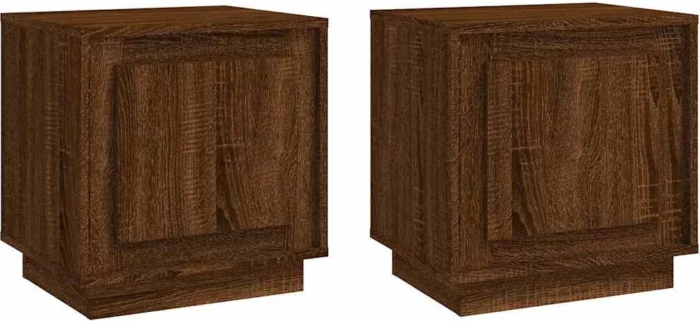 vidaXL Noptiere, 2 buc., stejar maro, 44x35x45 cm, lemn prelucrat