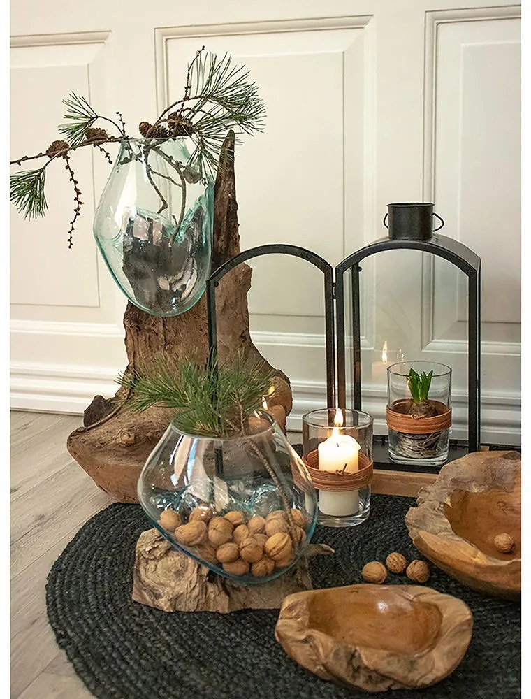 Picătură de apă San Marino decor de masă, lemn de tec/vidră, 50 cm