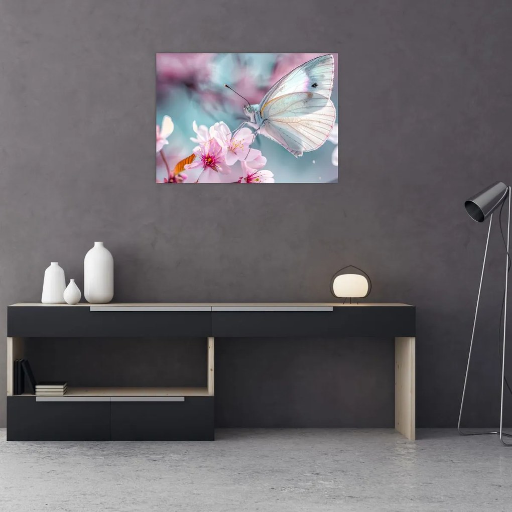 Tablou - Fluture pe un cireș (70x50 cm)