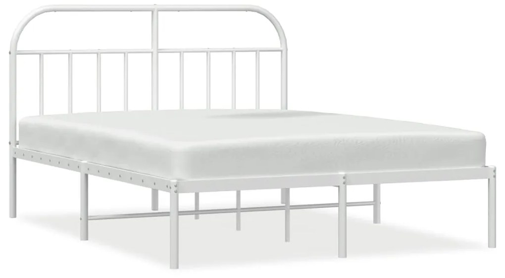 353688 vidaXL Cadru de pat metalic cu tăblie, alb, 180x200 cm