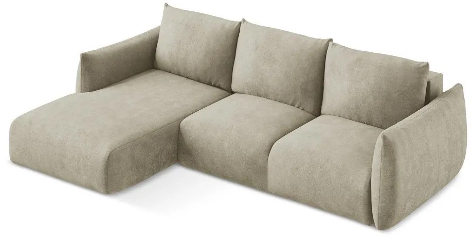 Colțar bej extensibil cu tapițerie din chenille (cu colț pe partea stângă/cu șezlong) Leila – Makamii