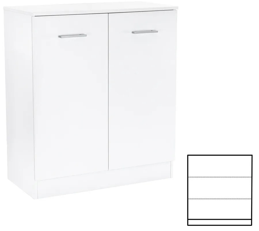 Comodă Miami cu 2 uși 80x92 cm alb-alb