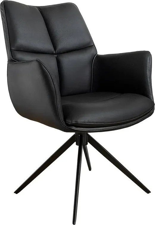 Scaun pivotant modern, Piele Naturala, Negru, PAPILLON