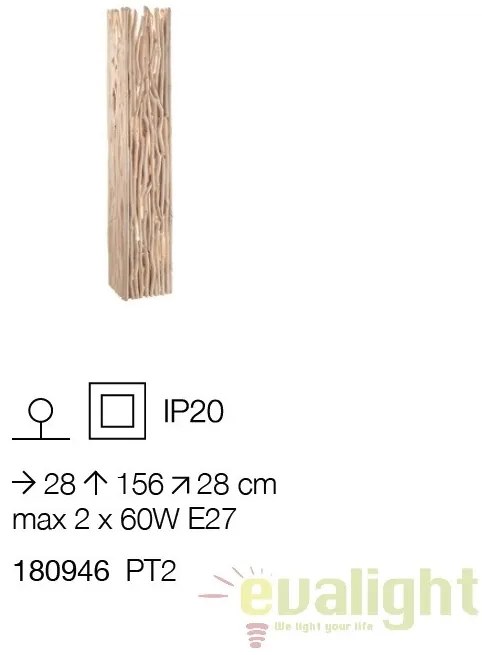 Lampadar design deosebit din lemn natur DRIFTWOOD PT2 180946