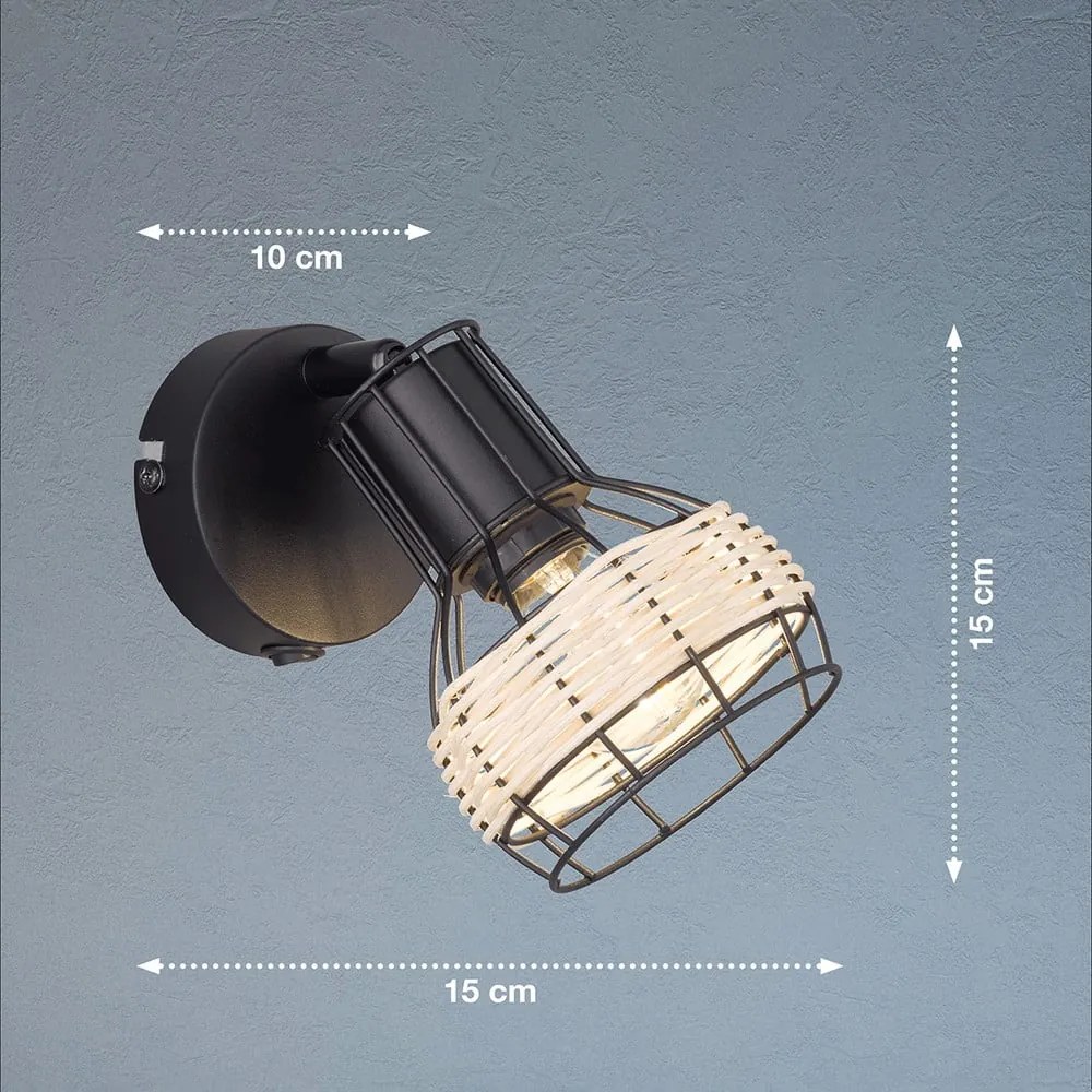 Aplică de perete neagră Straw – Fischer &amp; Honsel