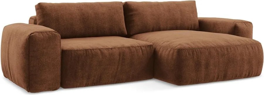 Colțar teracotă extensibil cu tapițerie din chenille (cu colț pe partea dreaptă/cu șezlong) Kuki – Makamii