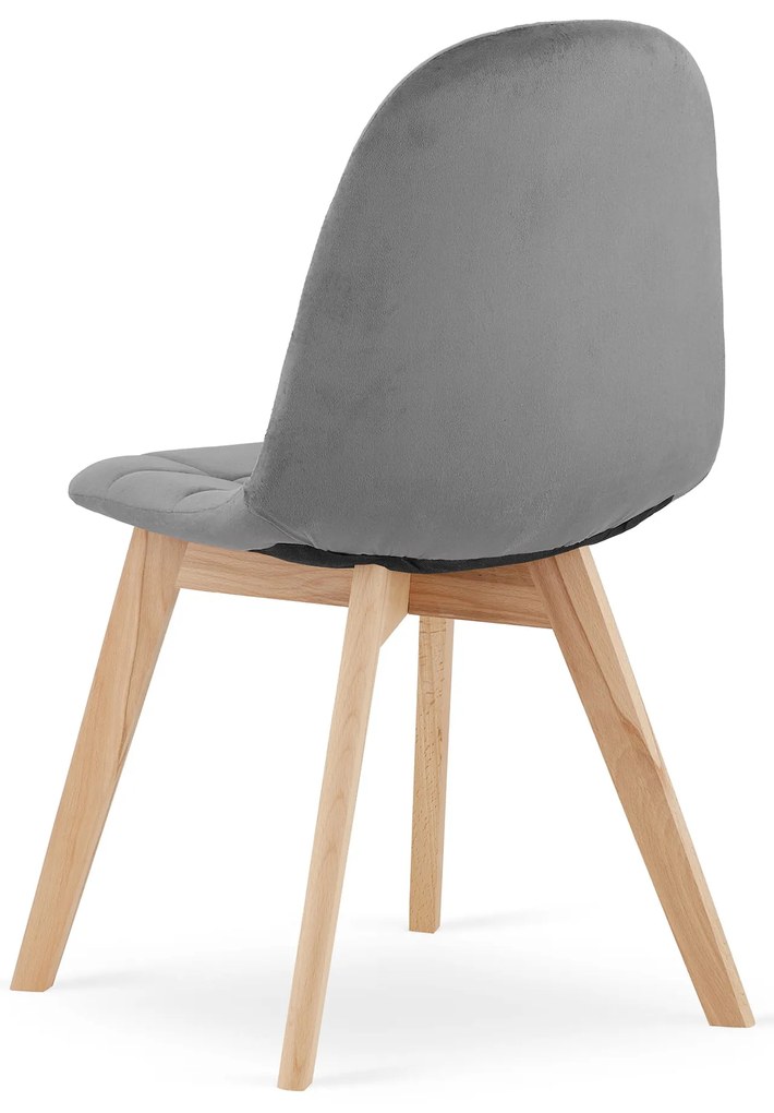 Set de dining 1 + 4, masa alba ADRIA 120x80 cm + scaun din catifea gri inchis BORA