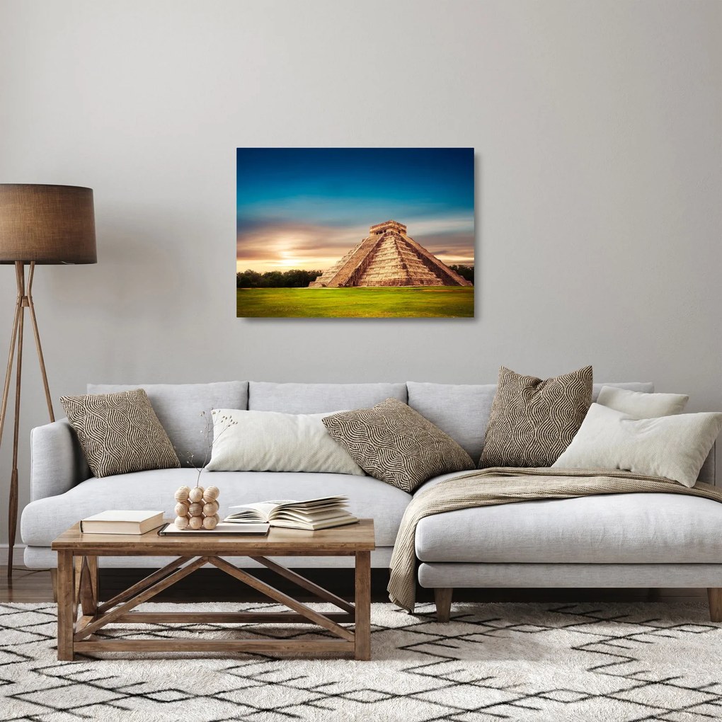 Tablou pe sticlă - Monumente renumite maiașe (70x50 cm)