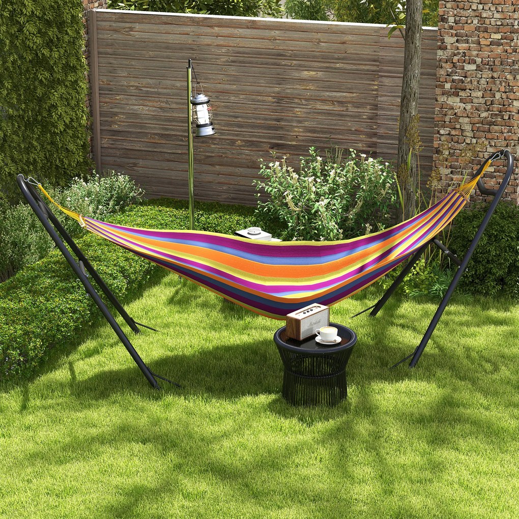 Outsunny Suport pentru hamac pentru 2 persoane, cadru pentru hamac din metal portabil și reglabil, pentru hamace de 2,75 până la 4,3 m, Negru | Aosom Romania