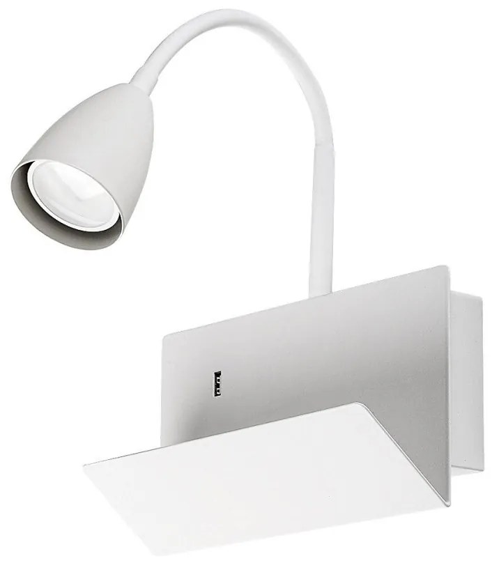 Aplica de perete cu spot directionabil si port USB Tacito alb