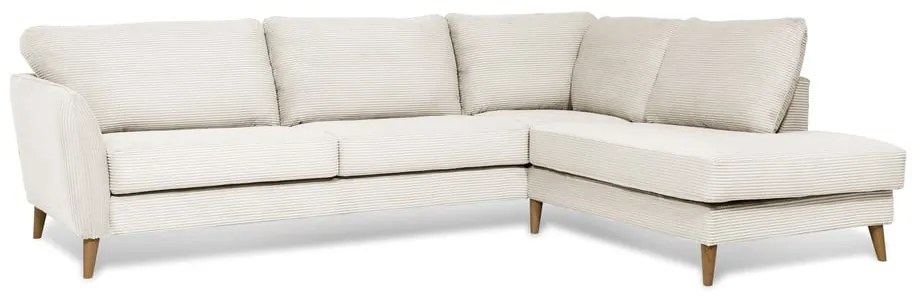 Colțar alb cu tapițerie din catifea reiată (cu colț pe partea dreaptă) Paris – Scandic