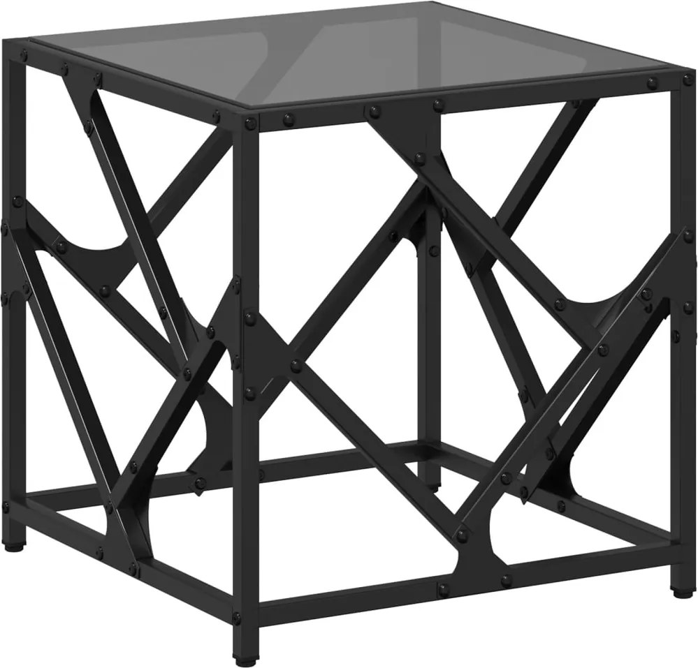 vidaXL Măsuță de cafea, blat din sticlă negră, 40x40x41 cm, oțel