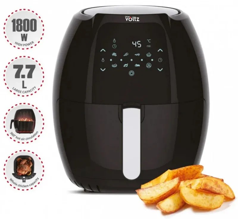 Resigilat: Friteuza cu aer cald Oliver Voltz OV51980F, 1800W, 7.7 L, 8 programe, Timer, Negru