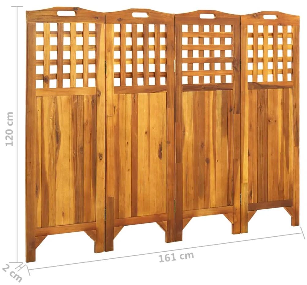 Paravan de camera cu 4 panouri, 161x2x120 cm, lemn masiv acacia 161 x 2 x 120 cm, 1