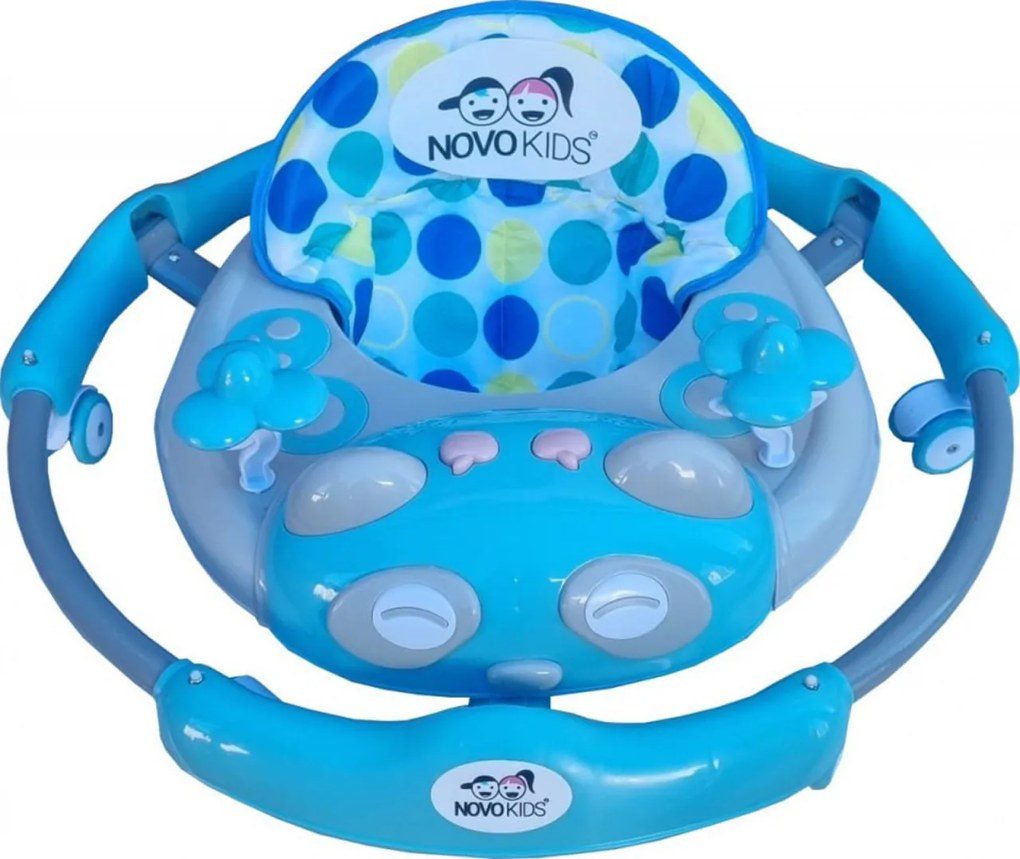 Premergator reglabil in 6 trepte de inaltime NOVOKIDS™ Baby Panda Walker, Cu melodii, Pliabil, Max 20 kg, Roti silentioase, Model Ursulet Panda,
