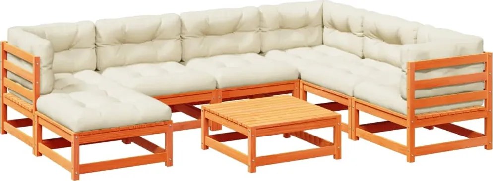 vidaXL Set canapele grădină cu perne, 8 piese, maro, lemn masiv de pin