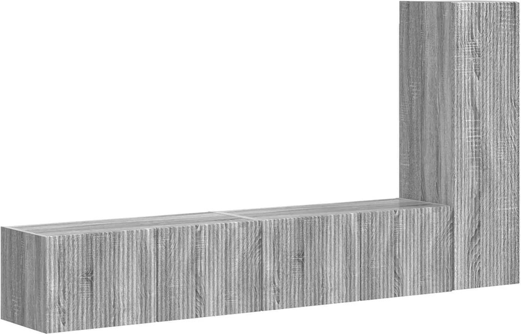 vidaXL Set comodă TV Pe perete 3 pcs Gri Sonoma Lemn compozit