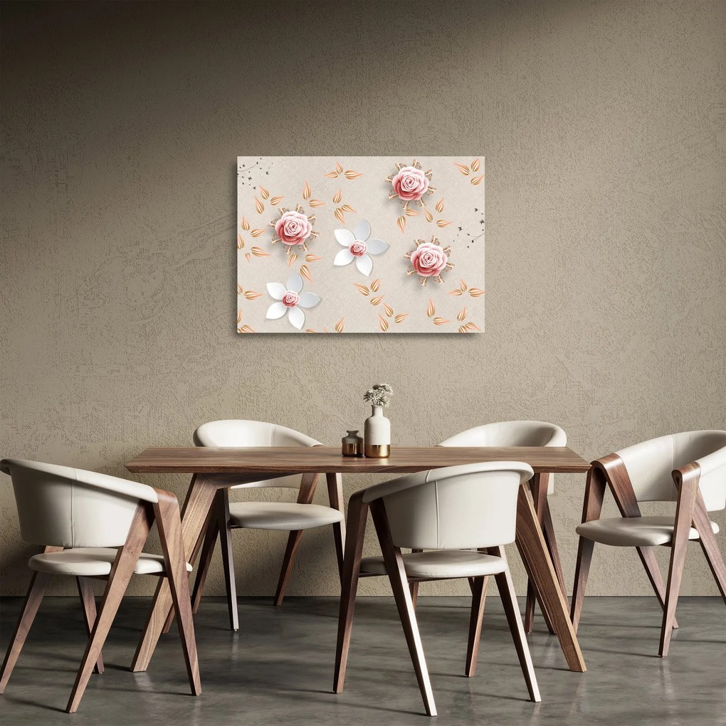Tablou pe sticlă - Flori de trandafiri (70x50 cm)