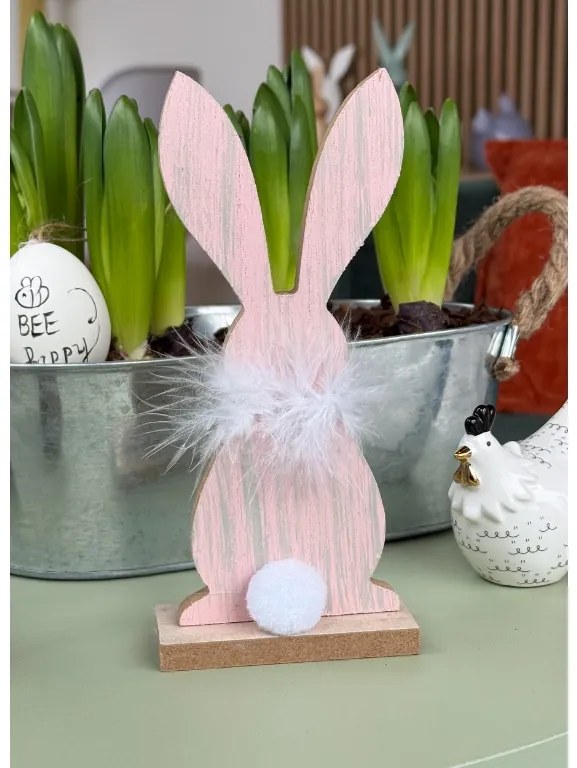 Iepuras din lemn FLUFFY BUNNY 19 cm - mai multe variante