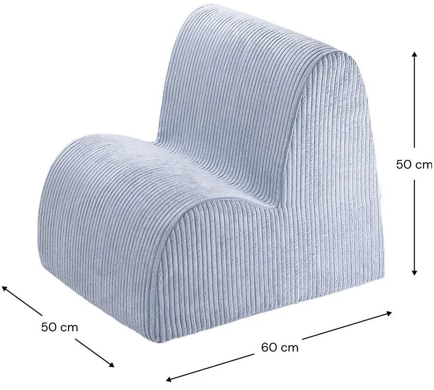 Fotoliu de copii albastru cu tapițerie din catifea reiată Cloud – Wigiwama