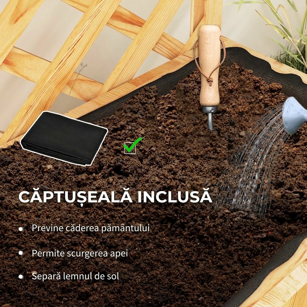 Outsunny Jardinieră din Lemn cu Suport pentru Plante și Orificii de Drenaj, 76x33x177 cm, Natural | Aosom Romania