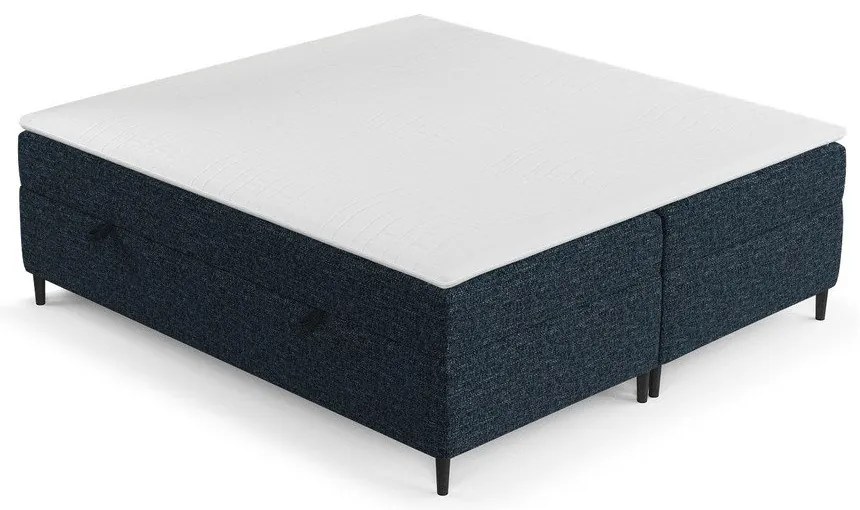 Pat boxspring albastru închis cu spațiu de depozitare 180x200 cm Araya – Maison de Rêve