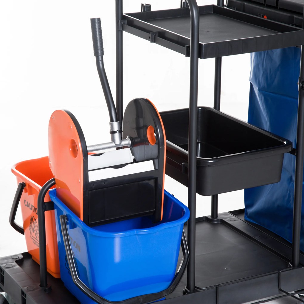 Carucior pentru Curatenie HOMCOM Capacitate 18L si Roti | Aosom Romania