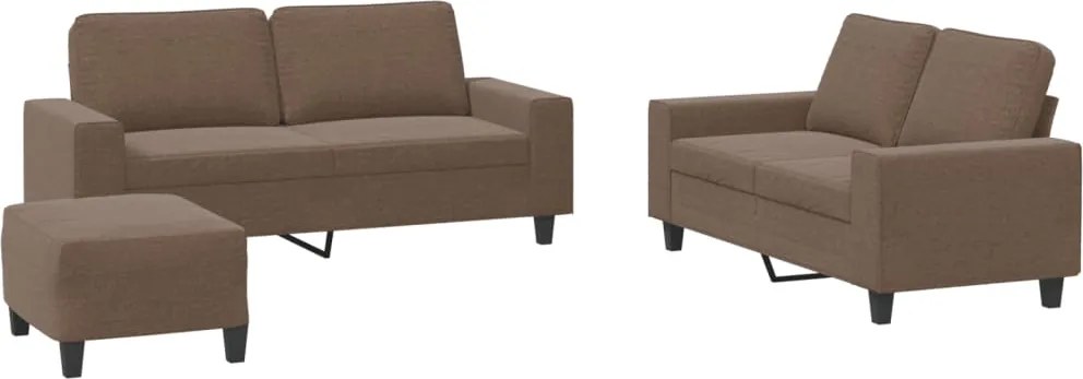 vidaXL Set de canapele, 3 piese, maro, textil