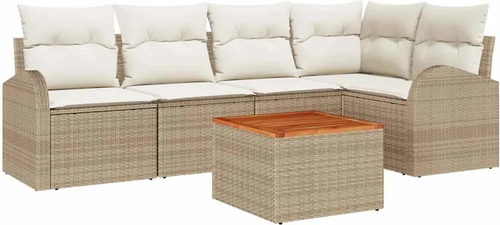 vidaXL Set de canapele pentru grădină 6 pcs Bej și crem poliratan