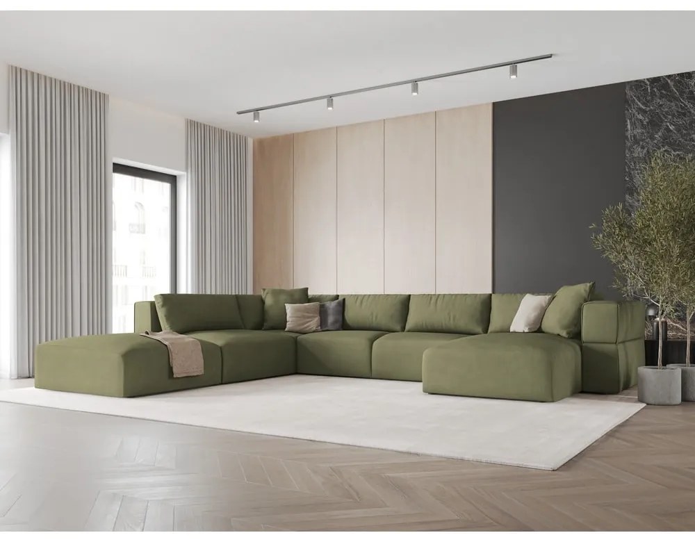 Colțar verde deschis (cu colț pe partea stângă /în formă de "U") Esther – Milo Casa