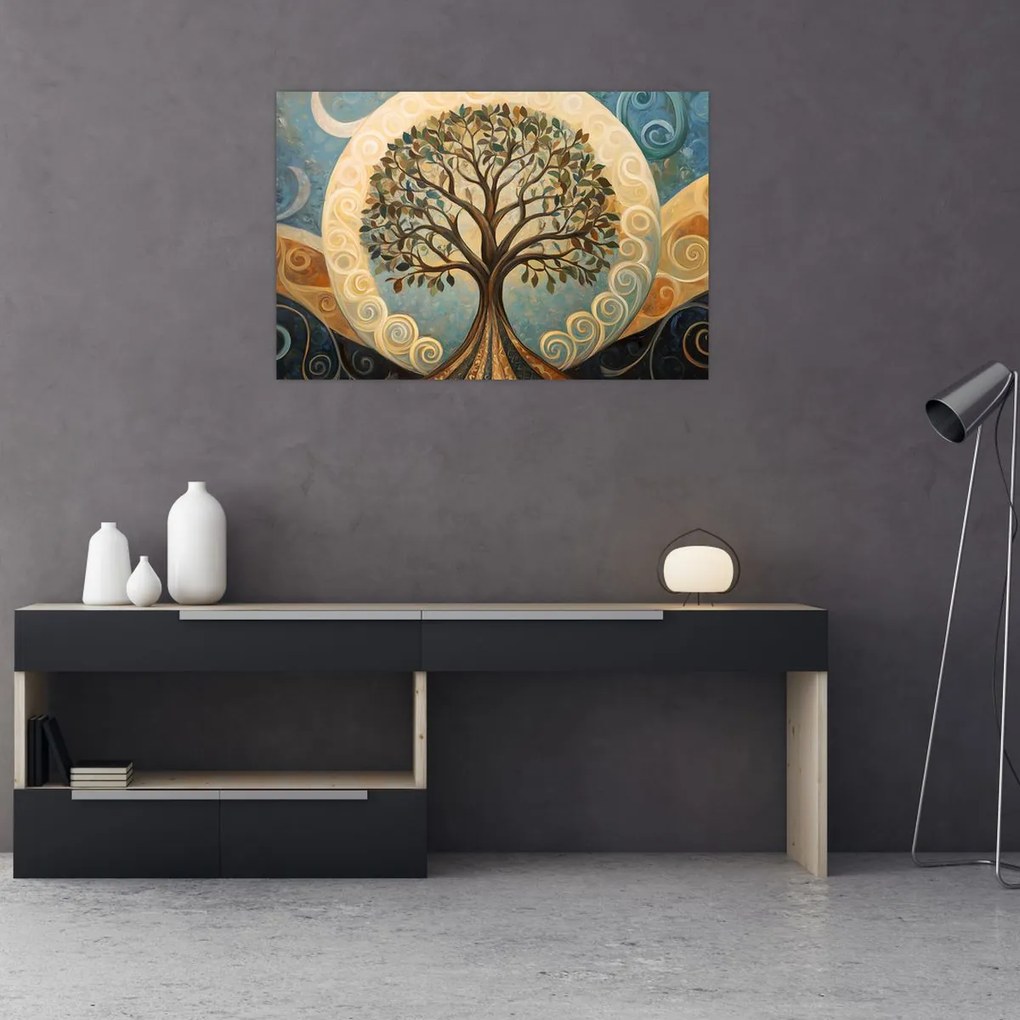 Tablou – Arborele vieții și spirale (90x60 cm)