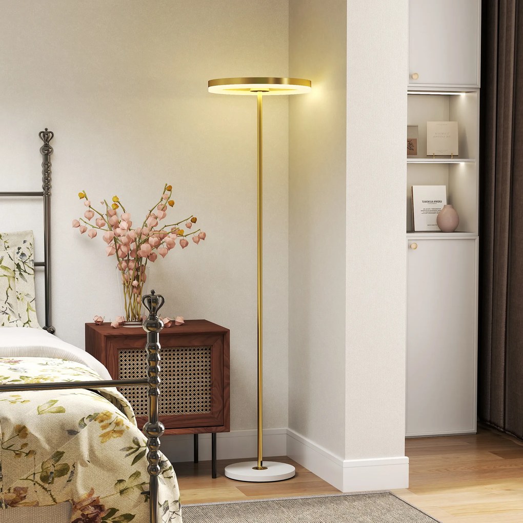 HOMCOM Lampă Pardoseală 3 Trepte Reglabilă, Auriu | Aosom Romania