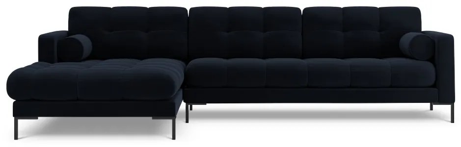Colțar tapițat Bali, Albastru închis/5 locuri/picioare negre/partea stângă/ L293 x l185 x h75
