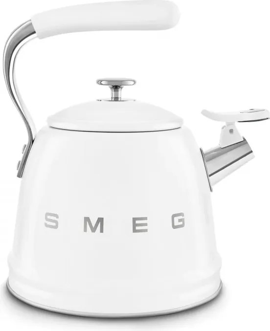 Ceainic cu fluier Smeg CKLW2001WH, 2,3 l, Toate plietele inclusiv inductie, Maner rece, Otel, alb