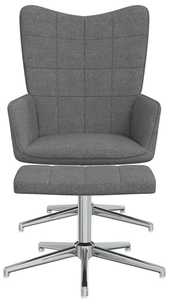 327997 vidaXL Scaun de relaxare cu taburet, gri închis, textil