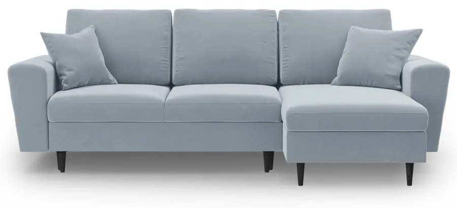 Colțar albastru deschis extensibil, cu spațiu de depozitare cu tapițerie din catifea Kyoto – Cosmopolitan Design