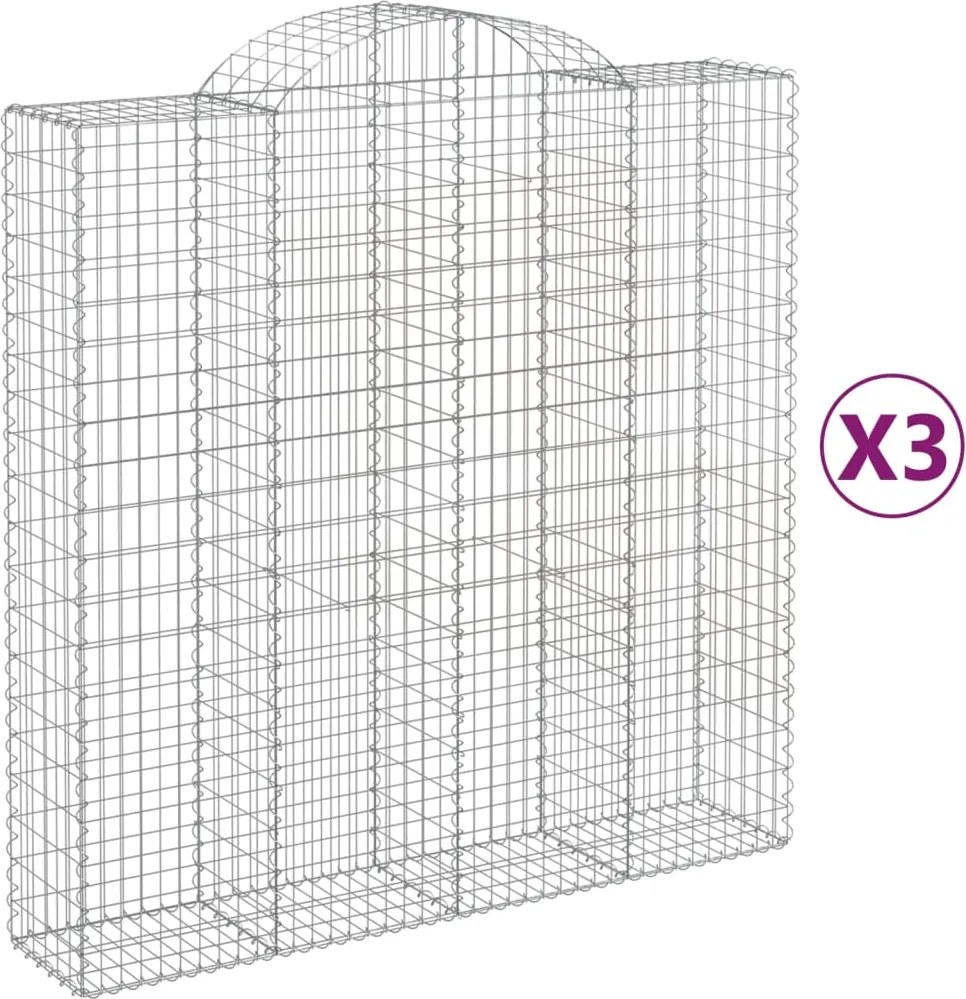vidaXL Coșuri gabion arcuite, 3 buc 200x50x200/220 cm, fier galvanizat