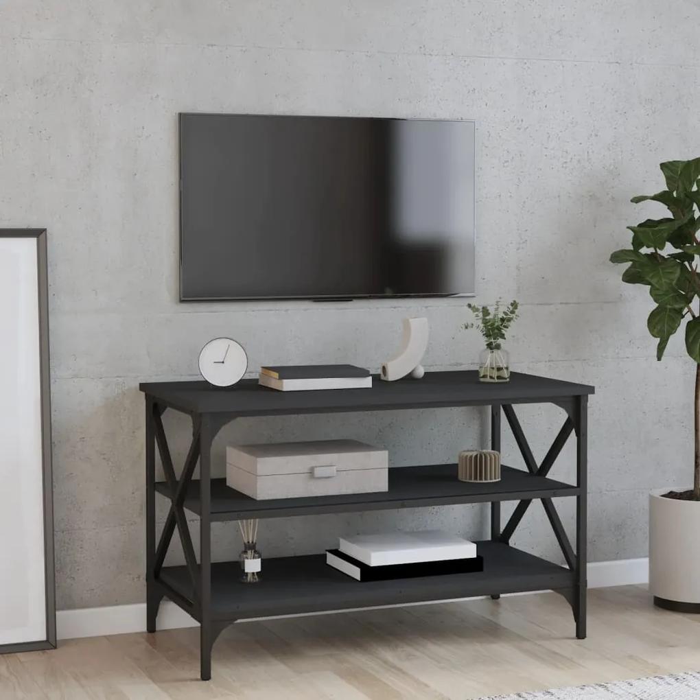 Comoda TV, negru, 80x40x50 cm, lemn prelucrat