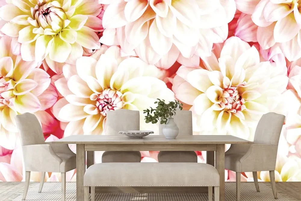 Fototapet flori de dalia pastelate
