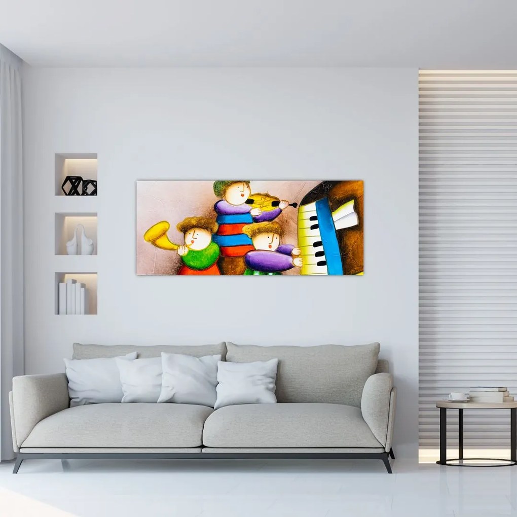 Tablou - Muzicanții, pictură (120x50 cm)