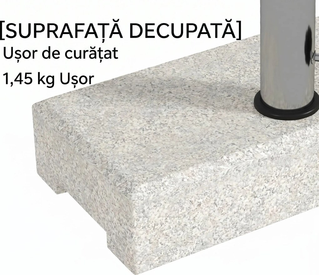 Outsunny Baza Umbrelă Gradină 25kg Granit Oțel Inoxidabil pentru Stâlpi Ø32-48mm | Aosom Romania
