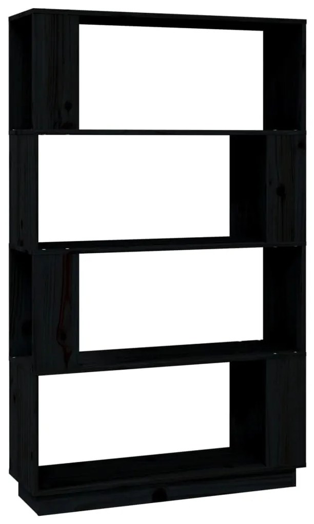 814063 vidaXL Bibliotecă/Separator cameră, negru, 80x25x132 cm lemn masiv pin