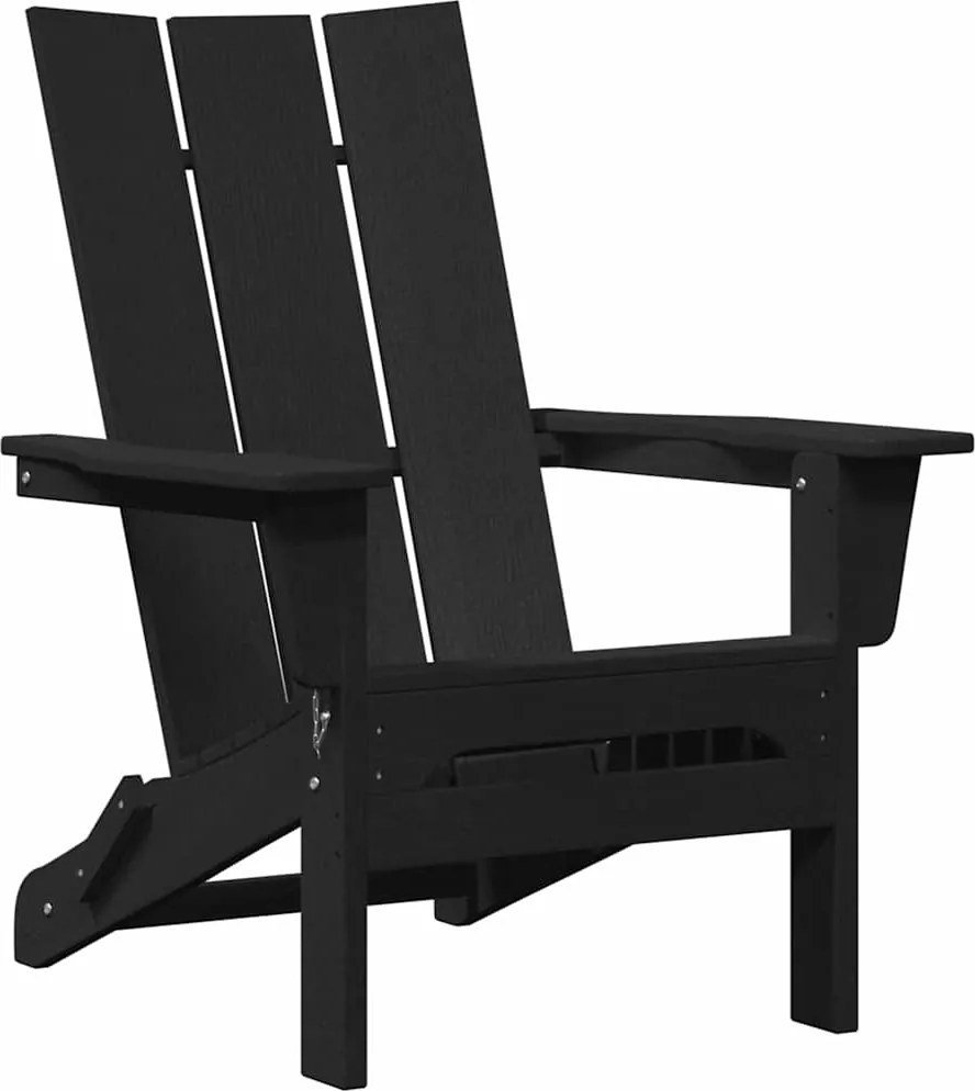 vidaXL Scaun pliabil Adirondack Negru 80,5 x 74,5 x 92 cm HDPE