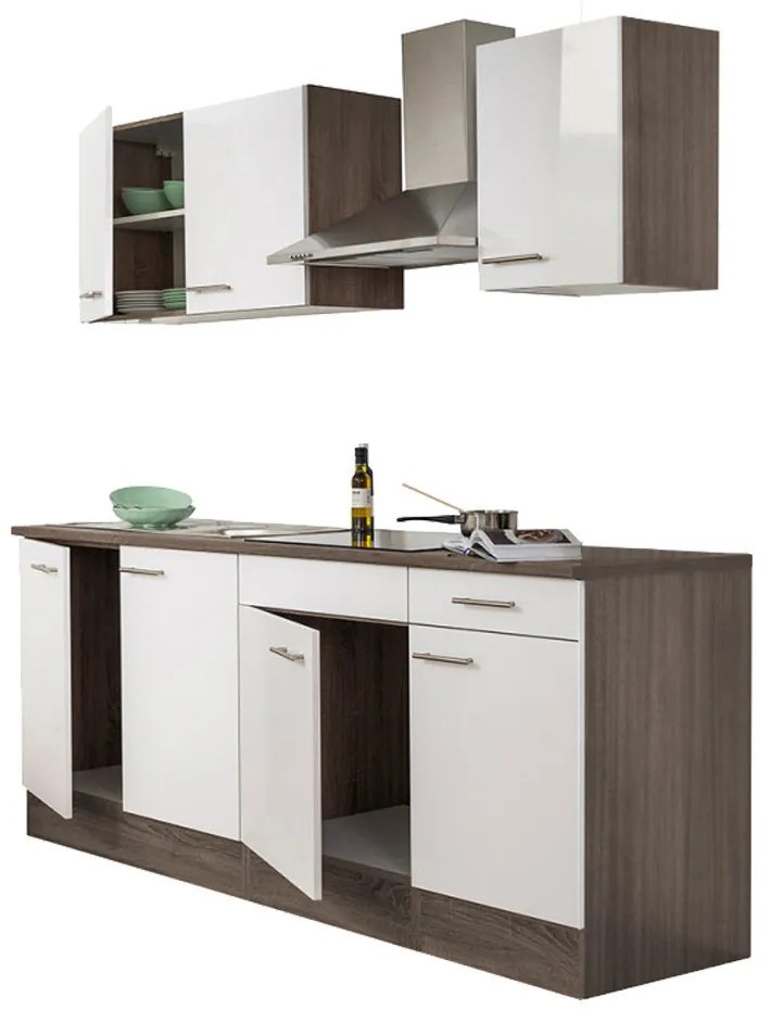 Mobilă de bucătărie Yorki 210, corp din stejar Yorki, cu față alb satinat