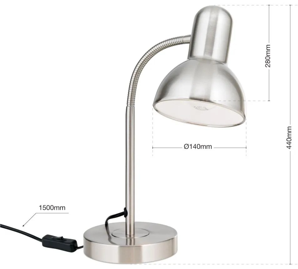 Veioza/Lampa de birou reglabila NEMO crom satin