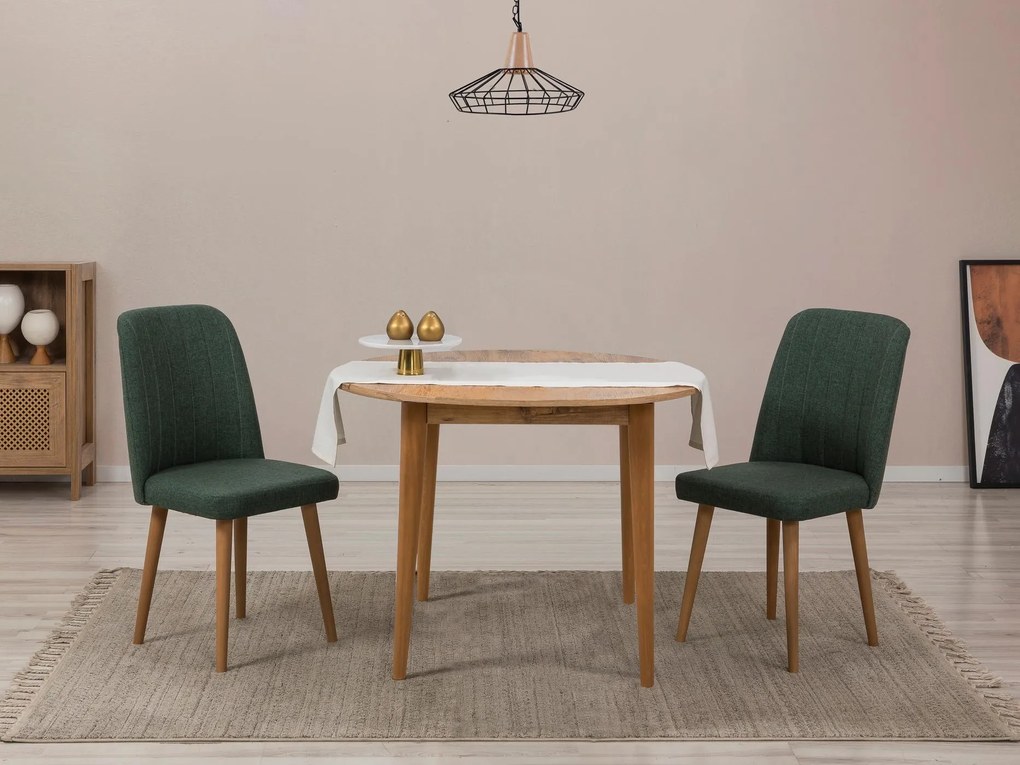Set mobilier sufragerie Nidupo 8 (verde + pin atlantic) (pentru 2 persoane). 1093770